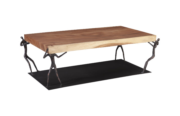 Atlas Coffee Table, Chamcha Wood, Natural, Metal