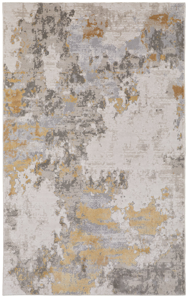 Waldor Modern Abstract Ivory Gold Gray Area Rug (8' x 11')