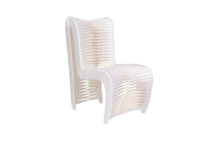 Seat Belt Dining Chair, High Back, White/Off-White