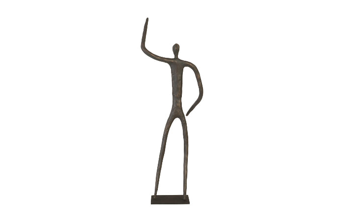 Abstract Figure on Metal Base, Bronze Finish, Arm Up