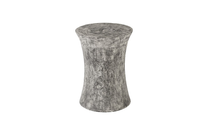 Drum Stool, Mango Wood, Gray Stone