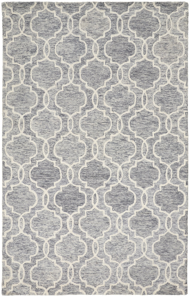 Belfort Transitional Trellis Lattice Blue Gray Ivory Area Rug (12' x 15')