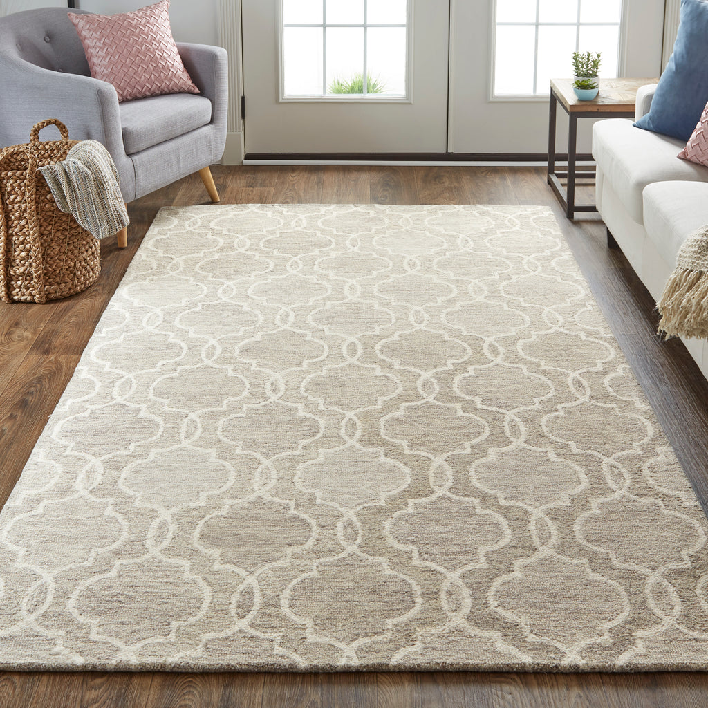 Belfort Transitional Trellis Lattice Gray Ivory Area Rug (2' x 3')