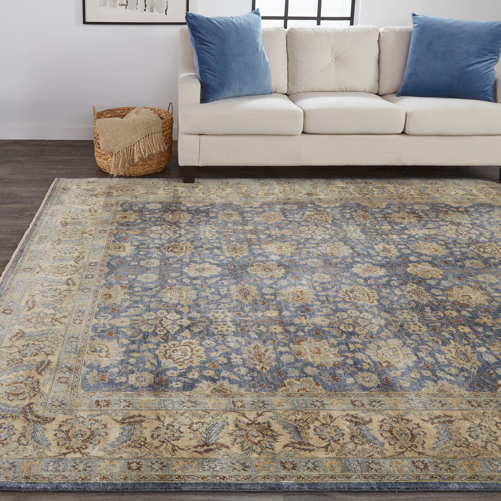 Ouray Traditional Oriental Blue Tan Taupe Area Rug (7'9" x 9'9")