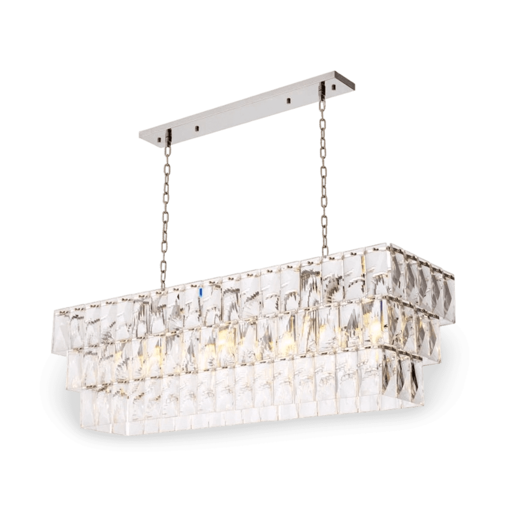 Chandelier Amazone Rectangular Including Clear Crystal Glass