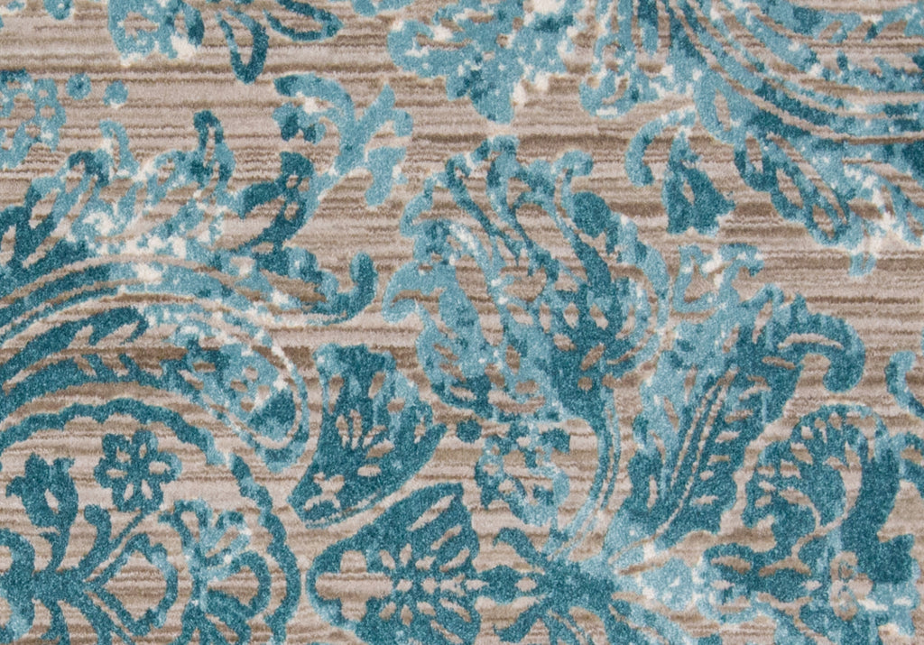 Keats Transitional Distressed Blue Taupe Ivory Area Rug (5'3" x 7'6")