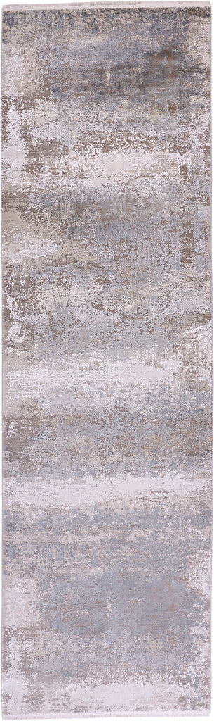 Cadiz Modern Abstract Taupe Gray Silver Area Rug (3'1" x 10')