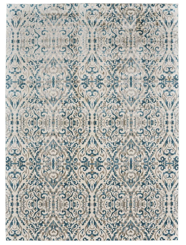 Keats Transitional Abstract Blue Green Ivory Area Rug (7'10" x 11')