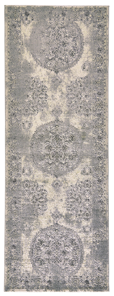 Akhari Transitional Distressed Gray Ivory Area Rug (2'10" x 7'10")