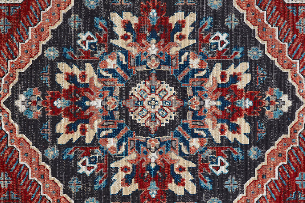 Nolan Transitional Medallion Red Gray Tan Area Rug (7'9" x 10'6")