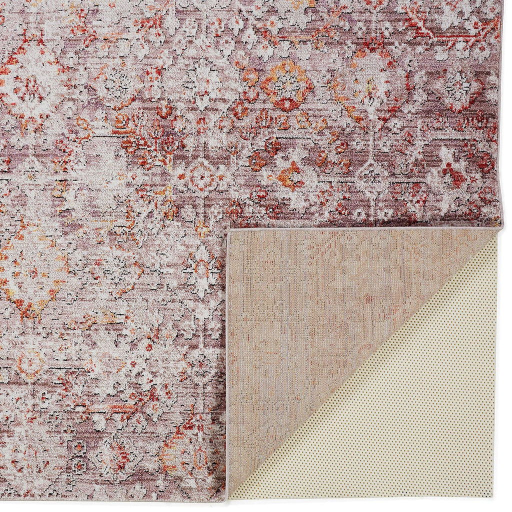 Armant Traditional Damask Pink Ivory Gray Area Rug (5'3" x 7'6")