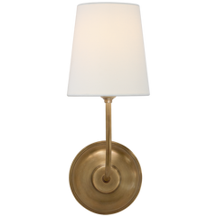 Vendome Single Sconce - Hand-Rubbed Antique Brass With Linen Shade by Visual Comfort