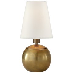 Tiny Terri Round Accent Lamp - Hand Rubbed Antique Brass With Linen Shade by Visual Comfort