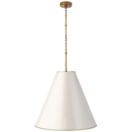 Goodman Large Hanging Lamp - Hand-Rubbed Antique Brass With Antique White Shade