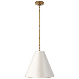 Goodman Small Hanging Light - Hand-Rubbed Antique Brass With Antique White Shade