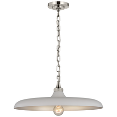 Piatto Medium Pendant, Polished Nickel with Plaster White Shade by Visual Comfort