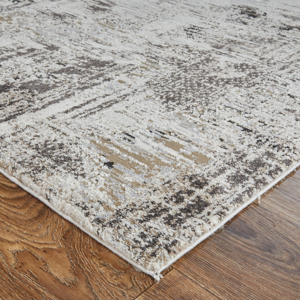 Vancouver Modern Abstract Ivory Gray Brown Area Rug (1'8" x 2'10")