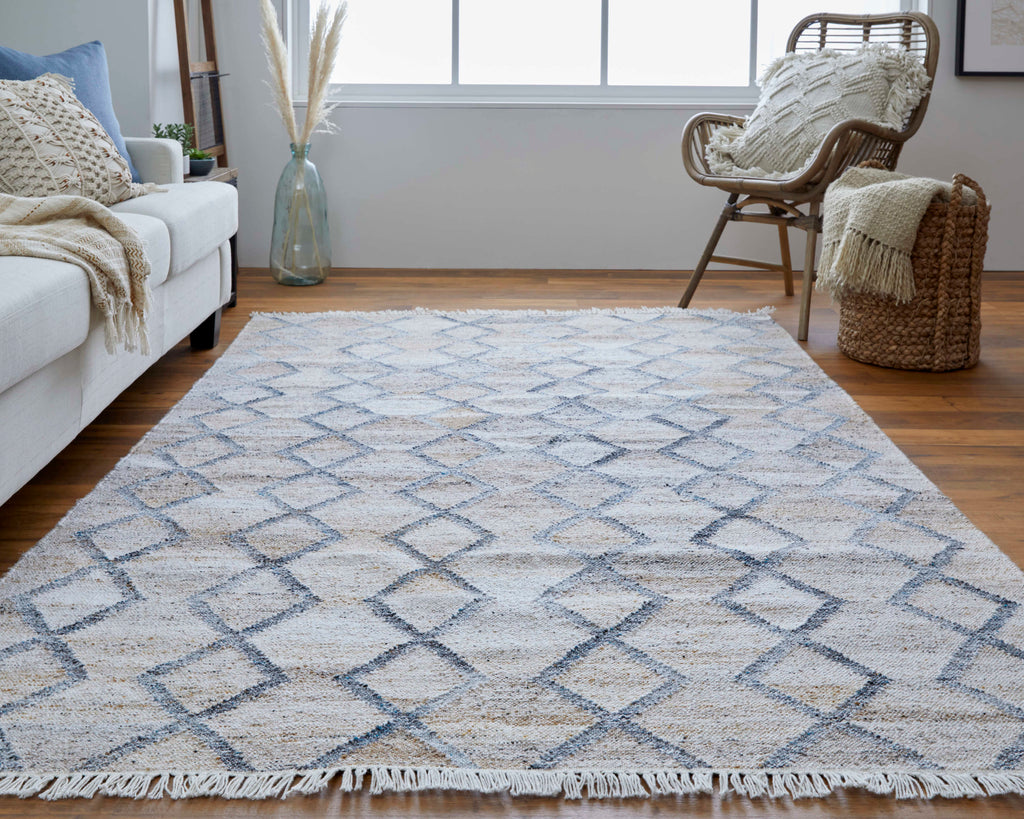 Beckett Transitional Trellis Lattice Gray Ivory Tan Area Rug (9'6" x 13'6")