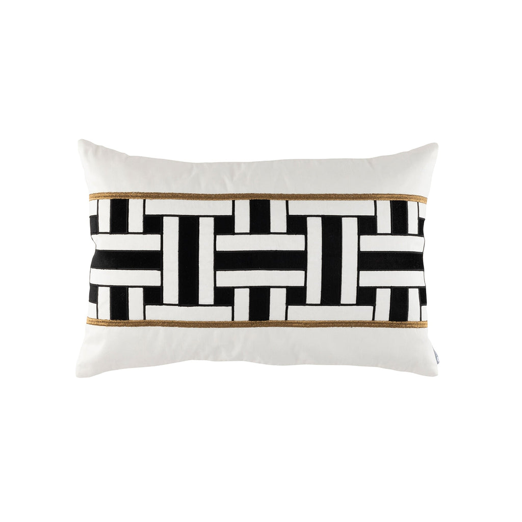 Tommy Large Rectangle Pillow Ivory Black Gold 18x30