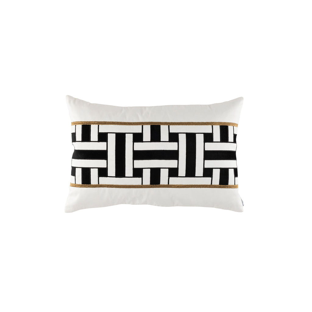 Tommy Small Rectangle Pillow Ivory, Black, Gold 14x22