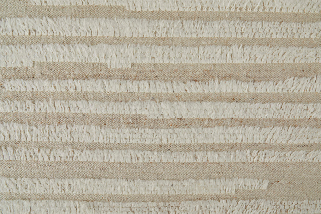 Ashby Transitional Stripes White Tan Area Rug (5'6" x 8'6")