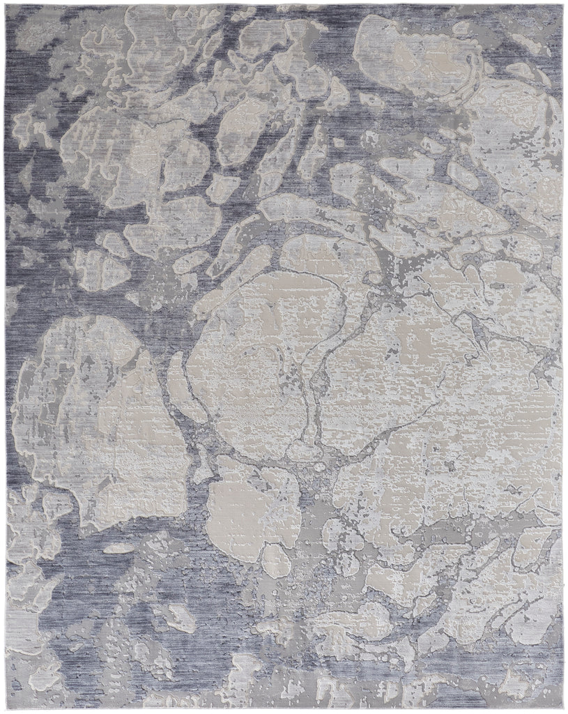 Laina Transitional Abstract Ivory Blue Area Rug (2' x 3')