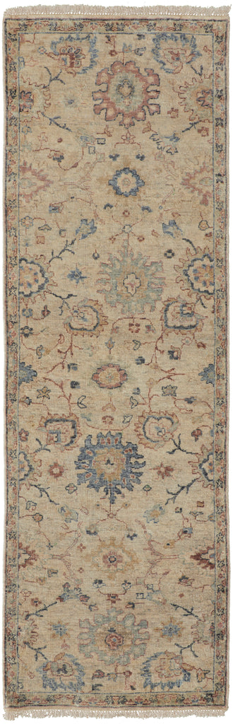 Marabel Traditional Floral Botanical Ivory Pink Blue Area Rug (2'6" x 8')