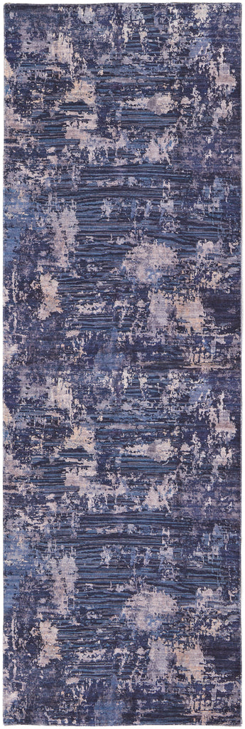 Mathis Transitional Abstract Blue Pink Area Rug (2'7" x 8')