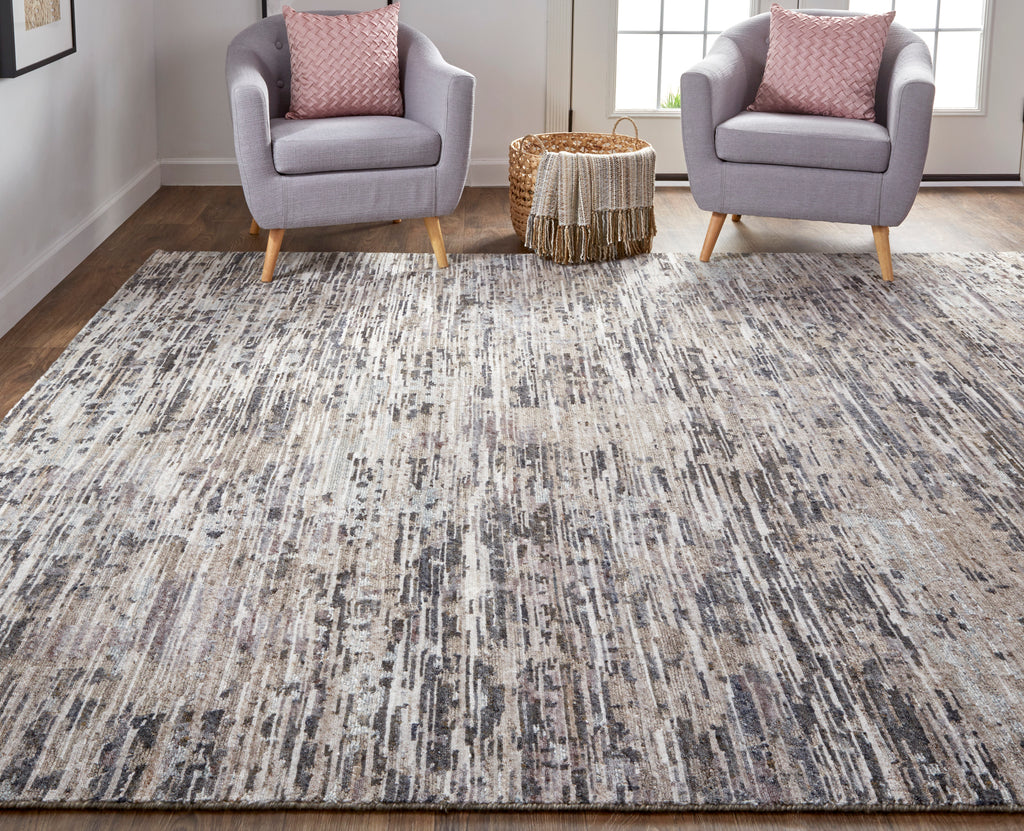 Conroe Modern Abstract Gray Blue Silver Area Rug (3'6" x 5'6")