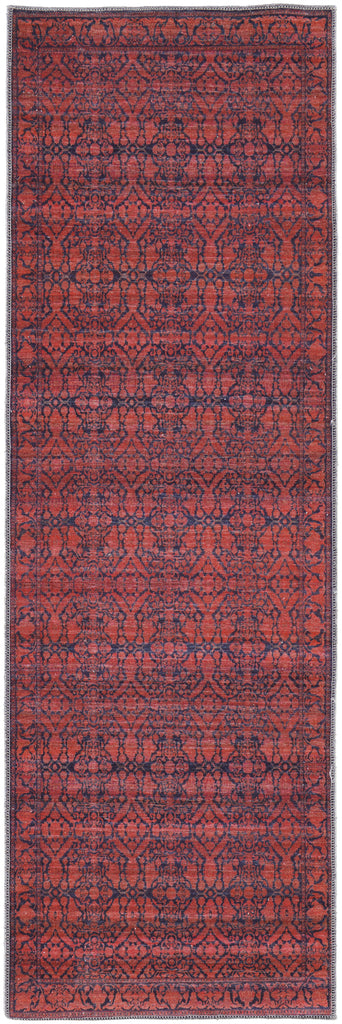 Voss Transitional Trellis Lattice Red Black Area Rug (2'7" x 8')