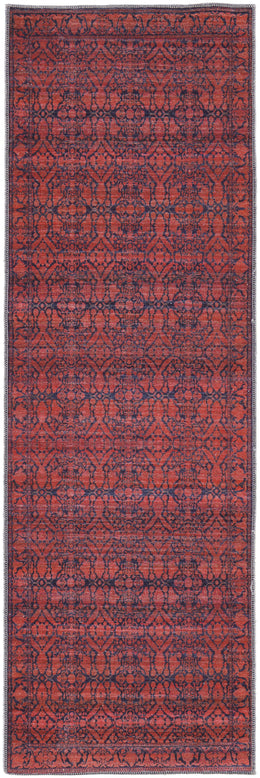 Voss Transitional Trellis Lattice Red Black Area Rug (5'3" x 7'6")