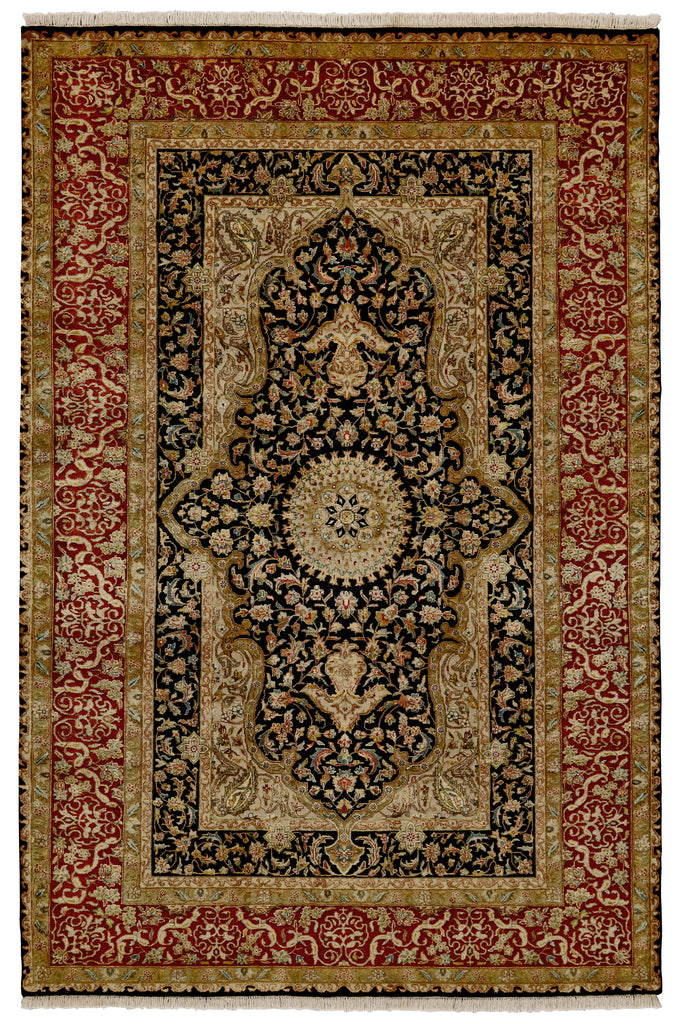 Sophia Traditional Oriental Black Red Gold Area Rug (11'6" x 17'6")