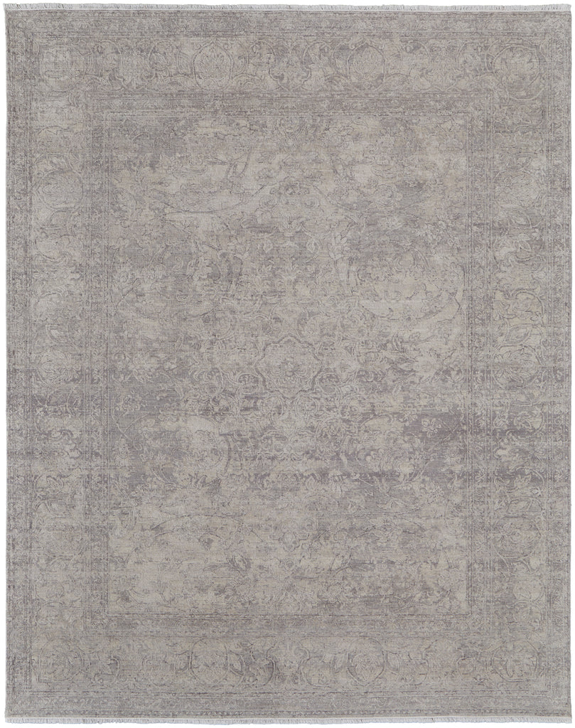 Rowen Transitional Distressed Gray Taupe Ivory Area Rug (9'6" x 13'6")