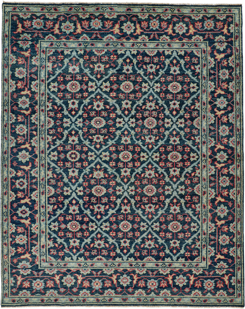 Piraj Traditional Bordered Blue Green Red Area Rug (8'6" x 11'6")