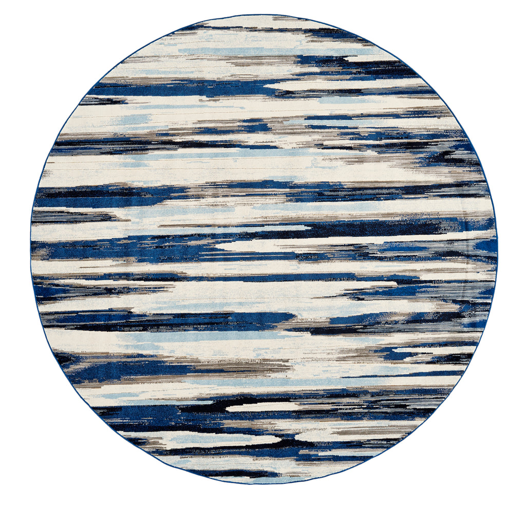 Milton Modern Abstract Ivory Blue Gray Area Rug (8'9" x 8'9")