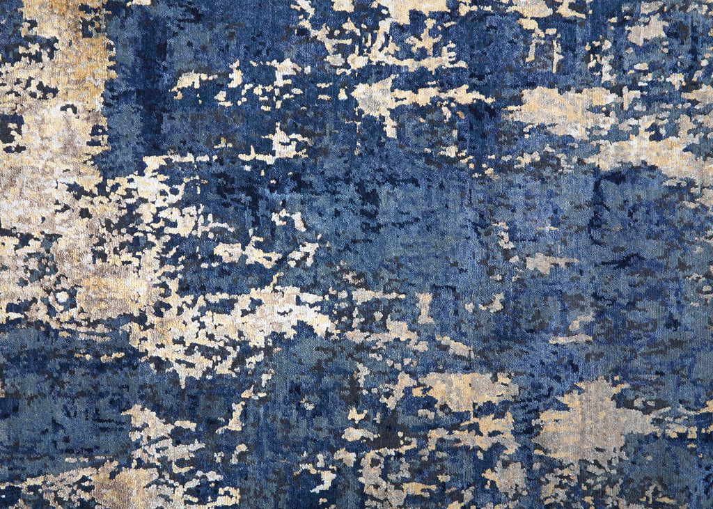 Lor Modern Watercolor Tan Blue Area Rug (7'9" x 9'9")