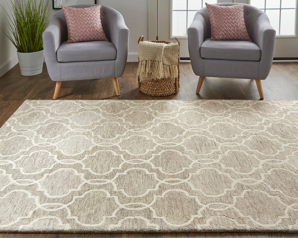 Belfort Transitional Trellis Lattice Gray Ivory Area Rug (2' x 3')