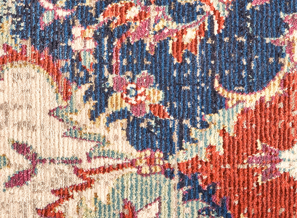 Torina Transitional Floral Botanical Red Ivory Blue Area Rug (9'6" x 12'7")