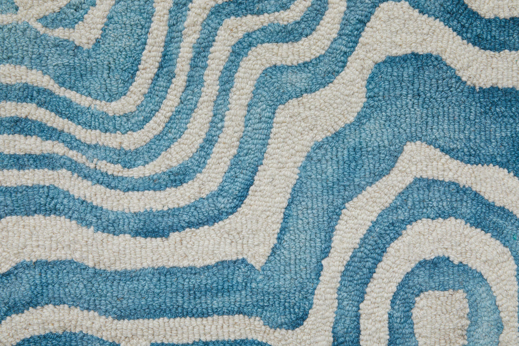 Lorrain Modern Abstract Blue Ivory Area Rug (8' x 11')