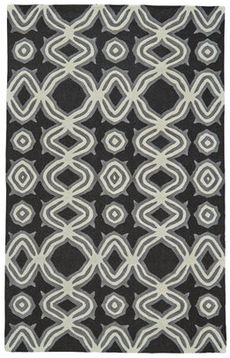 Ella Transitional Abstract Black Ivory Gray Area Rug (5' x 8')