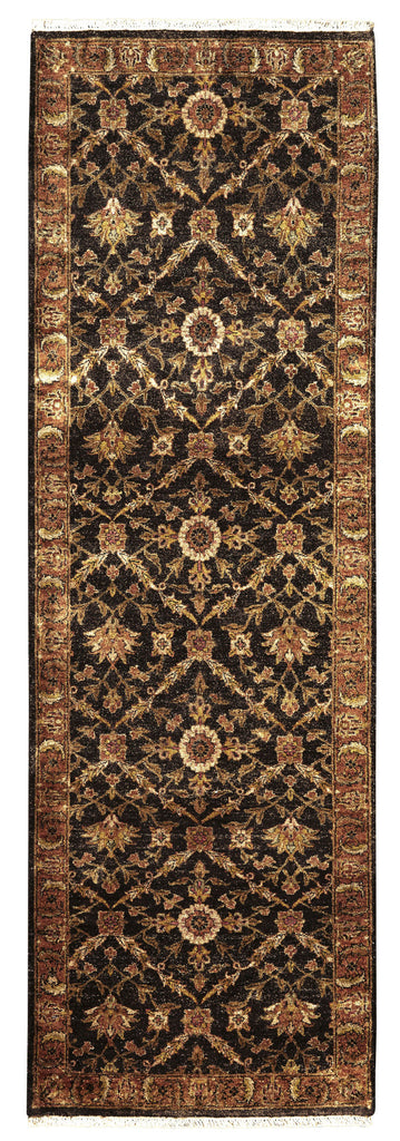 Bandu Traditional Damask Brown Red Ivory Area Rug (2'6" x 8')