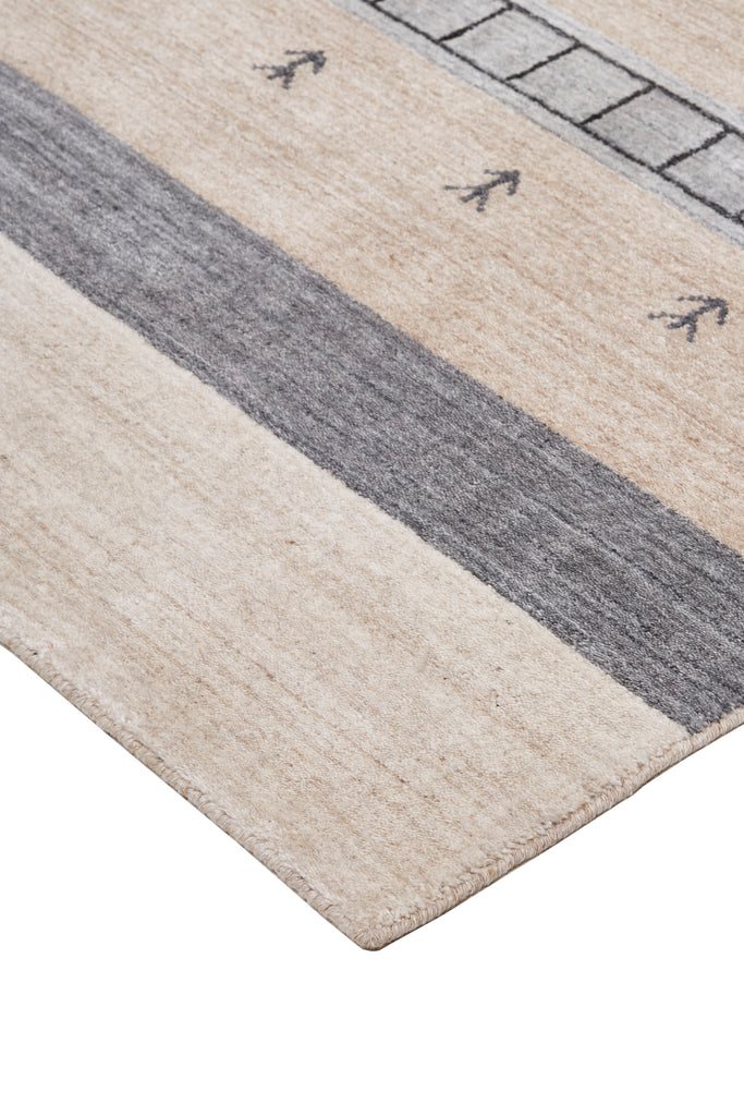 Legacy Transitional Stripes Ivory Tan Gray Area Rug (5'6" x 8'6")