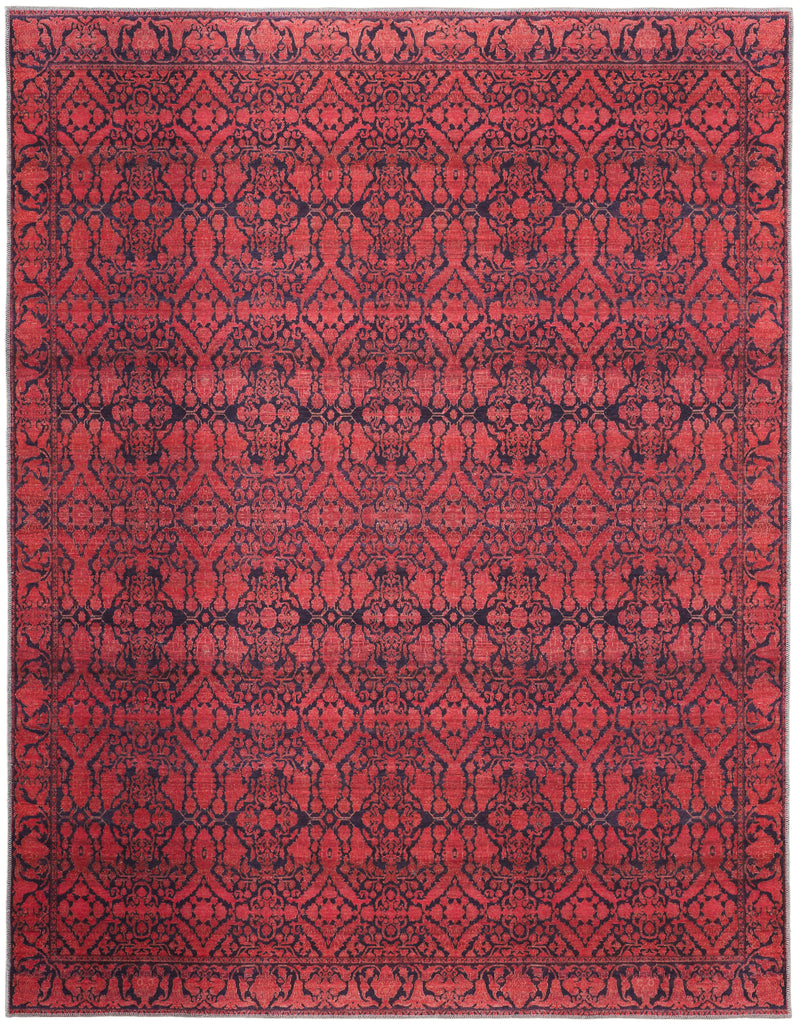 Voss Transitional Trellis Lattice Red Black Area Rug (5'3" x 7'6")