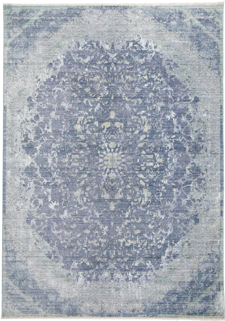 Cecily Transitional Distressed Blue Gray Silver Area Rug (5' x 8' / Pattern 1)