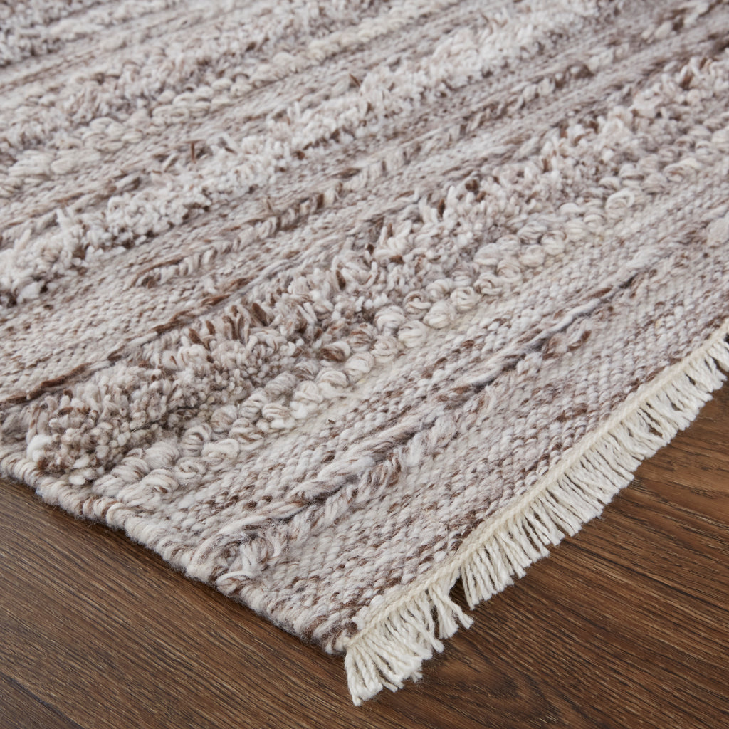 Alden Transitional Stripes Taupe Brown Ivory Area Rug (4' x 6')