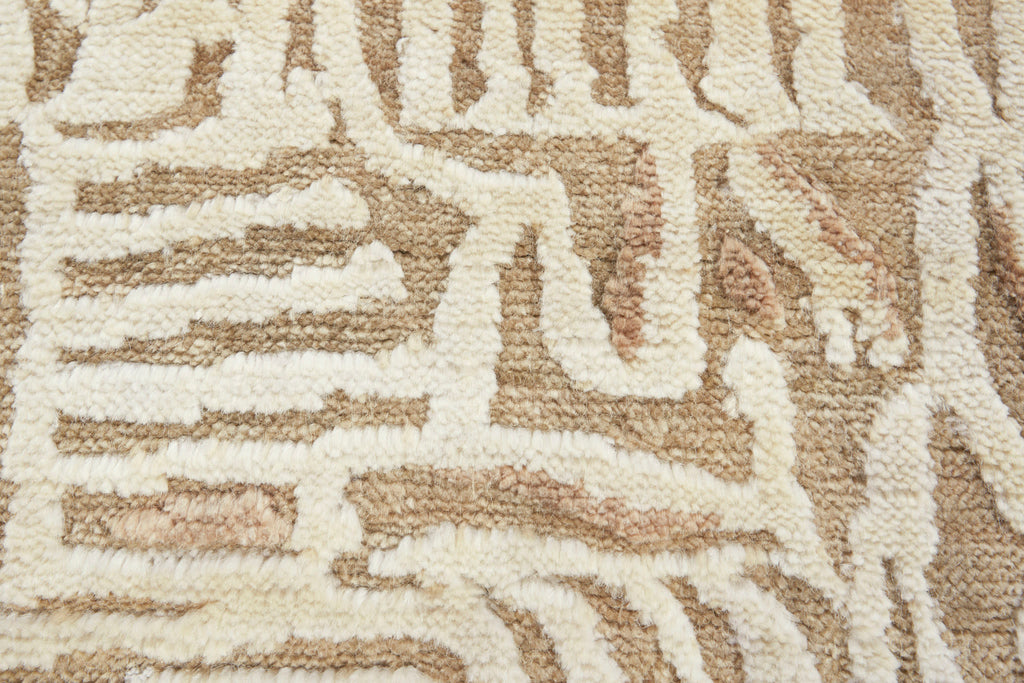 Khitan I Transitional Abstract Tan Ivory Area Rug (8'6" x 11'6")