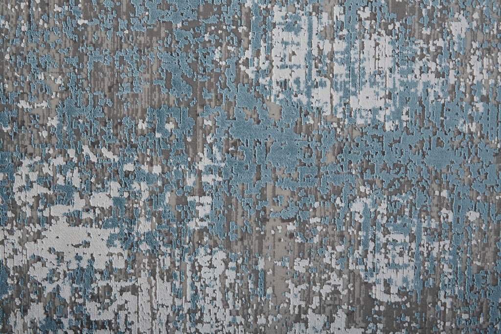 Cadiz Modern Abstract Blue Gray Silver Area Rug (2'2" x 3'2")