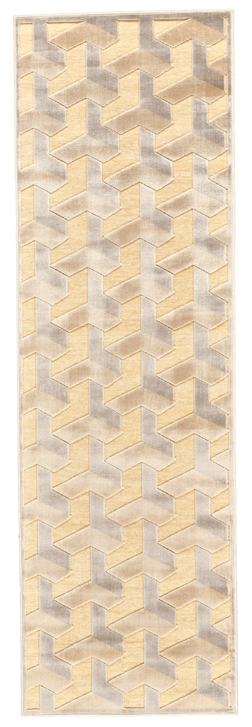 Saphir Zam Modern Geometric Tan Gray Area Rug (2'6" x 8')