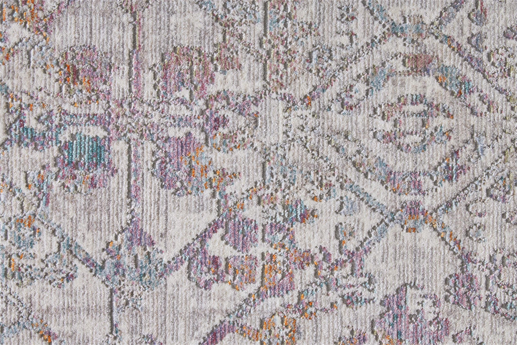 Cecily Transitional Distressed Purple Blue Gold Area Rug (2' x 3')