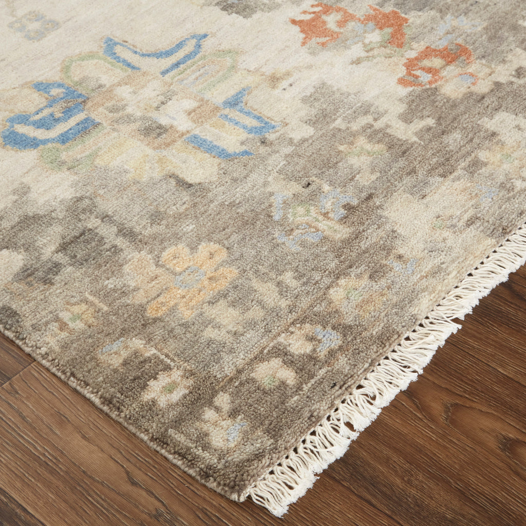 Noris Transitional Floral Botanical Ivory Tan Taupe Area Rug (7'9" x 9'9")